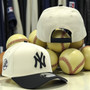 New York Yankees New Era Chrome White And Black Bill And Gray Bottom With Yankees Patch On Side 9FORTY A-Frame Adjustable Snapback Hat