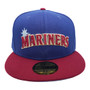 Seattle Mariners New Era "Mariners" Dark Royal Blue/Cardinal Red Brim With Sky Blue Bottom 59FIFTY Fitted Hat