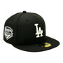 Los Angeles Dodgers New Era Black And White With 2025 World Series Champions Patch 59FIFTY Fitted Hat