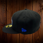 Seattle Seahawks New Era All Black With Royal Blue Outline Around Seahawk 59FIFTY Fitted Hat