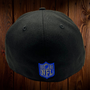 Seattle Seahawks New Era All Black With Royal Blue Outline Around Seahawk 59FIFTY Fitted Hat