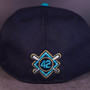 Los Angeles Dodgers New Era Navy/Aqua Bill And Gray Bottom With Jackie Robinson 75th Year Patch On The Side 59FIFTY Fitted Hat