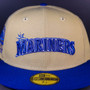 Seattle Mariners New Era Script Vegas Gold/Royal Blue Bill And Kelly Green Bottom With Kingdome Patch On Side 59FIFTY Fitted Hat