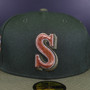 Seattle Mariners New Era Dark Seaweed/Olive Green Bill And Gray Bottom With 40th Anniversary Patch On Side 59FIFTY Fitted Hat