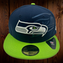 Seattle Seahawks New Era Navy/Lime Green Bill With Shadow 59FIFTY Fitted Hat