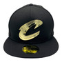 Cleveland Cavaliers New Era All Black With Metal Gold Badge 59FIFTY Fitted Hat