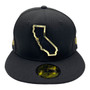 Los Angeles Lakers New Era All Black With State Metal Gold Badge 59FIFTY Fitted Hat
