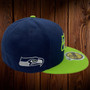Seattle Seahawks Reflective State Navy/Lime Green Bill 59FIFTY Fitted Hat