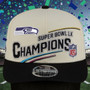 PRE-ORDER Ships Before 2/28/26 Seattle Seahawks New Era Cream/Black Super Bowl LX Champions Locker Room Trophy Collection 9SEVENTY Adjustable Hat
