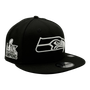 Seattle Seahawks New Era Black And White Super Bowl LX Champions 9FIFTY Adjustable Snapback Hat