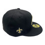 New Orleans Saints New Era All Black With Metal State Gold Badge And Logo Inside 59FIFTY Fitted Hat
