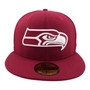 Seattle Seahawks New Era Maroon With White Logo 59FIFTY Fitted Hat