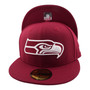 Seattle Seahawks New Era Maroon With White Logo 59FIFTY Fitted Hat