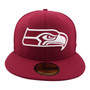 Seattle Seahawks New Era Maroon With White Logo 59FIFTY Fitted Hat