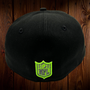 Seattle Seahawks New Era All Black With Lime Green Seahawk 59FIFTY Fitted Hat