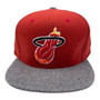 Miami Heat Mitchell & Ness Red/Furry Gray Bill Strapback Hat