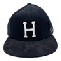 Huf All Black Corduroy Classic H 5 Panel Flat Bill Unstructured Strapback Hat