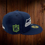 Seattle Seahawks New Era All Navy With Logo Wrapped Team Emblems All Around 59FIFTY Fitted Hat