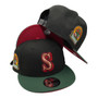 Seattle Mariners New Era Black/Dark Green And Red Bottom With 30TH Anniversary Patch 9FIFTY Adjustable Snapback Hat