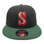 Seattle Mariners New Era Black/Dark Green And Red Bottom With 30TH Anniversary Patch 9FIFTY Adjustable Snapback Hat