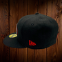 Seattle Seahawks New Era All Black With Dark Gray/Red Outline Around Seahawk 59FIFTY Fitted Hat