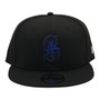 Seattle Mariners New Era All Black Blue Outline 9FIFTY Adjustable Snapback Hat