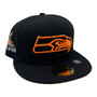 Seattle Seahawks New Era Black/Orange Snake Skin Under-Bill With Super Bowl Patch On Side 59FIFTY Fitted Hat