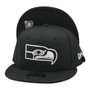 Seattle Seahawks New Era Black And White With Retro Logo 9FIFTY Adjustable Snapback Hat