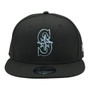 Seattle Mariners New Era All Black Sky Blue Outline 9FIFTY Adjustable Snapback Hat