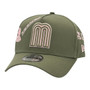 Mexico New Era Olive Green With Pink New Era Branded Logos All Over 9FORTY A-Frame Adjustable Snapback Hat