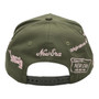 Mexico New Era Olive Green With Pink New Era Branded Logos All Over 9FORTY A-Frame Adjustable Snapback Hat