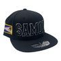 American Samoa All Black/Black Letters With White Outline And Flag On Side Adjustable SnapBack Hat