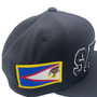 American Samoa All Black/Black Letters With White Outline And Flag On Side Adjustable SnapBack Hat