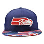 Seattle Seahawks New Era 4TH Of July Navy With The American Flag Bill 59FIFTY Fitted Hat