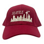 Seattle The City Women’s All Burgundy/Metallic Silver Pony Hole Pre-Curved Adjustable Velcro Back Hat