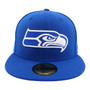 Seattle Seahawks New Era All Royal Blue With White Logo 59FIFTY Fitted Hat