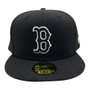 Boston Red Sox New Era Black On Black With White Outline 59FIFTY Fitted Hat