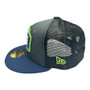 Seattle Seahawks New Era Dark Gray/Navy Bill With Mesh Back 2021 NFL Draft On-Stage 59FIFTY Trucker Mesh Fitted Hat
