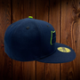 Seattle Seahawks New Era All Navy Hat With Lime Green Outline Around Seahawk 59FIFTY Fitted Hat