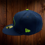 Seattle Seahawks New Era All Navy Hat With Lime Green Outline Around Seahawk 59FIFTY Fitted Hat