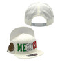 Mexico Hatstop All White Country Colors In Letters With Shield Patch Adjustable Snapback Hat