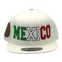 Mexico Hatstop All White Country Colors In Letters With Shield Patch Adjustable Snapback Hat