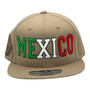 Mexico Hatstop All khaki Country Colors In Letters With Shield Patch Adjustable Snapback Hat