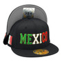Mexico Hatstop All Black With Flag Colors In Letters With Country Patch Fitted Hat