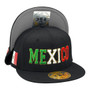 Mexico Hatstop All Black With Flag Colors In Letters With Country Patch Fitted Hat