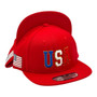 USA Hatstop All Red Country Colors In Letters With Flag Patch Adjustable Snapback Hat