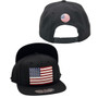 USA Hatstop All Black With Country Flag Adjustable Snapback Hat
