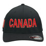 Canada Hatstop All Black With Flag Colors In Letters With Country Patch Flex-Fit Hat