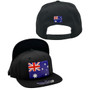 Australia Hatstop All Black With Country Flag Adjustable Snapback Hat