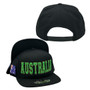 Australia Hatstop All Black/Green Letters With Country Flag Adjustable Snapback Hat